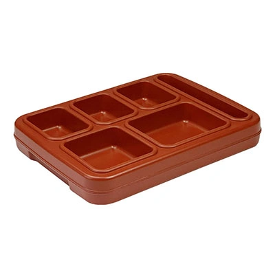 6 compartment insulated prison and jail food tray with lid for temperature retention